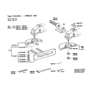 для угловой шлифмашины Bosch PWS 12-180 220 V 0603276003, деталировка 2