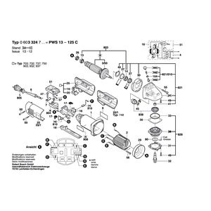 для угловой шлифмашины Bosch PWS 13-125 C 230 V 0603324703, деталировка 1