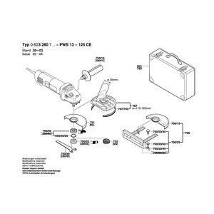 для угловой шлифмашины Bosch PWS 13-125 CE 230 V 0603280703, деталировка 2