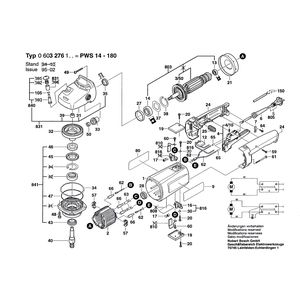 для угловой шлифмашины Bosch PWS 14-180 230 V 0603276103, деталировка 1