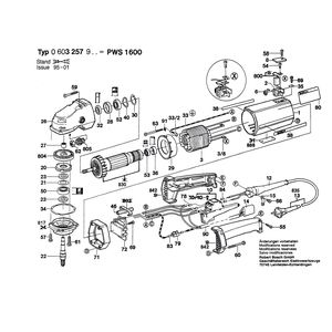 для угловой шлифмашины Bosch PWS 1600 220 V 0603257903, деталировка 1