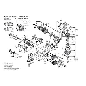 для угловой шлифмашины Bosch PWS 18-230 230 V 0603249003, деталировка 1