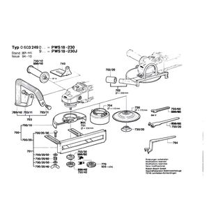 для угловой шлифмашины Bosch PWS 18-230 230 V 0603249003, деталировка 2