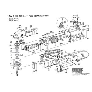 для угловой шлифмашины Bosch PWS 1800 220 V 0603257803, деталировка 1