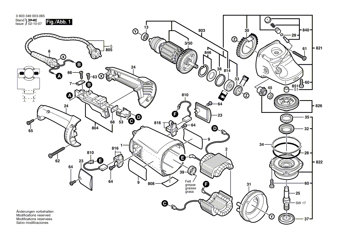 для угловой шлифмашины Bosch PWS 1800 230 V 0603349003, деталировка 1