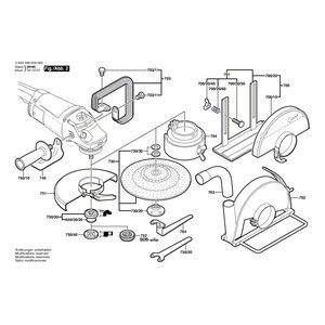 для угловой шлифмашины Bosch PWS 1800 230 V 0603349003, деталировка 2