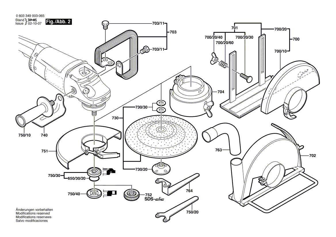 для угловой шлифмашины Bosch PWS 1800 230 V 0603349003, деталировка 2