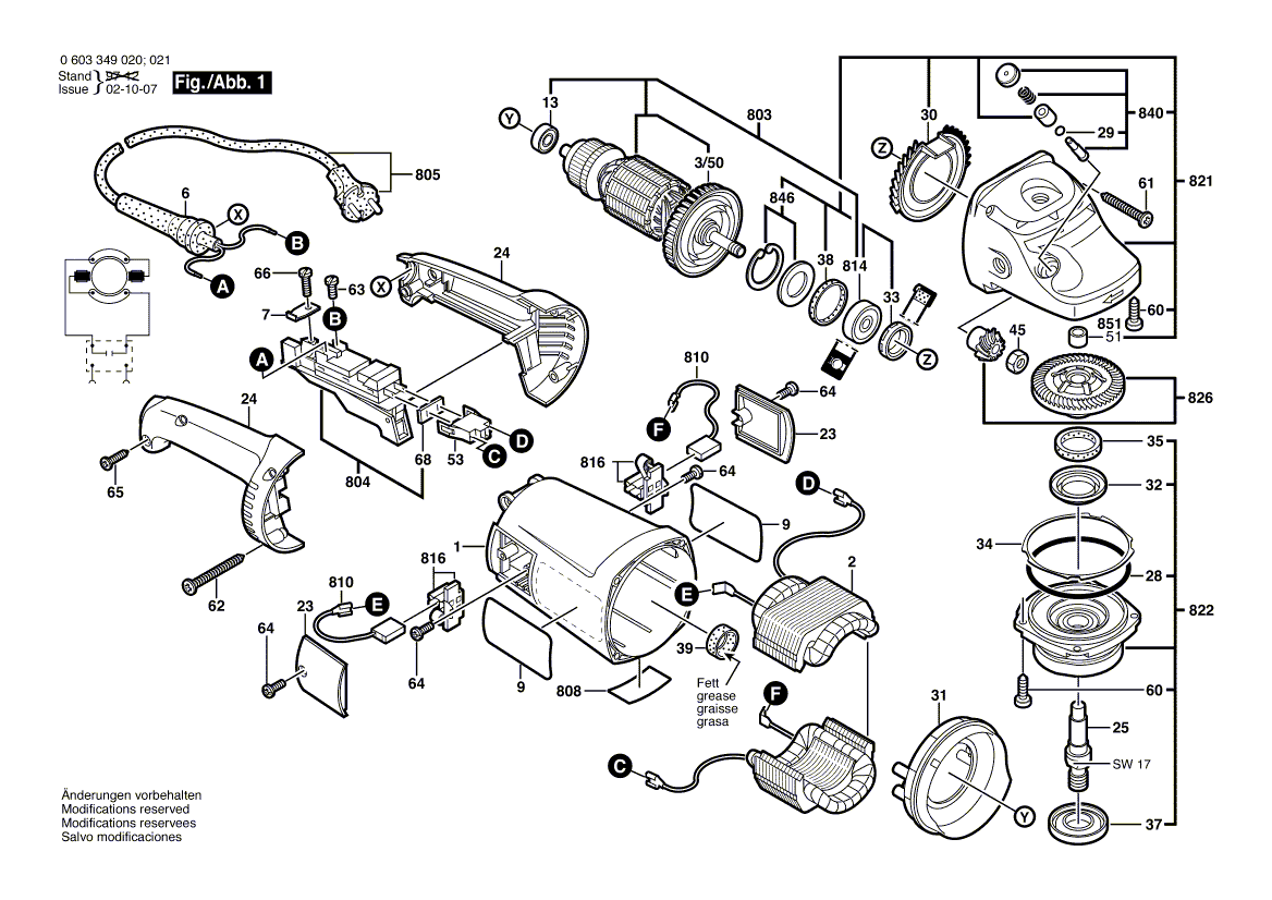 для угловой шлифмашины Bosch PWS 1800 230 V 0603349020, деталировка 1