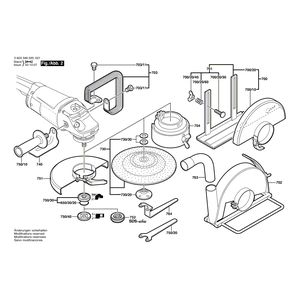 для угловой шлифмашины Bosch PWS 1800 230 V 0603349020, деталировка 2