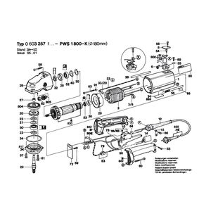 для угловой шлифмашины Bosch PWS 1800-K 220 V 0603257103, деталировка 1