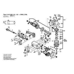 для угловой шлифмашины Bosch PWS 20-230 230 V 0603249160, деталировка 1