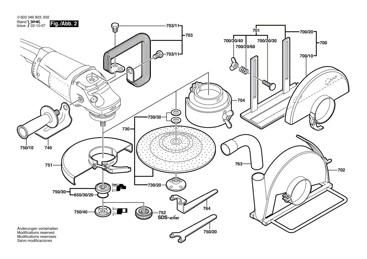 для угловой шлифмашины Bosch PWS 20-230 230 V 0603349903, деталировка 2