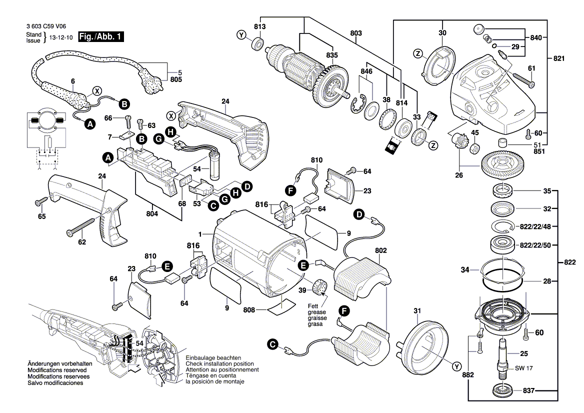 для угловой шлифмашины Bosch PWS 20-230 J 230 V 3603C59V06, деталировка 1