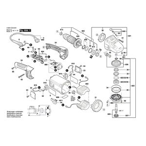 для угловой шлифмашины Bosch PWS 2000-230JE 230 V 3603CC6001, деталировка 1