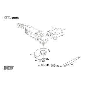 для угловой шлифмашины Bosch PWS 2000-230JE 230 V 3603CC6001, деталировка 2