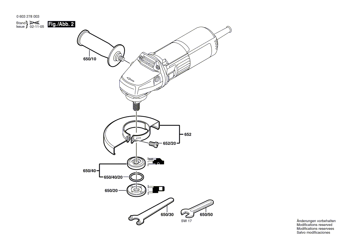 для угловой шлифмашины Bosch PWS 5-115 220 V 0603278003, деталировка 2