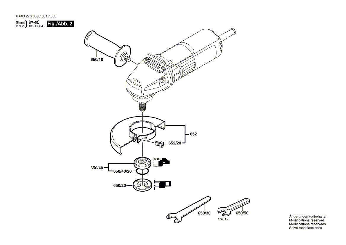 для угловой шлифмашины Bosch PWS 500 220 V 0603278060, деталировка 2