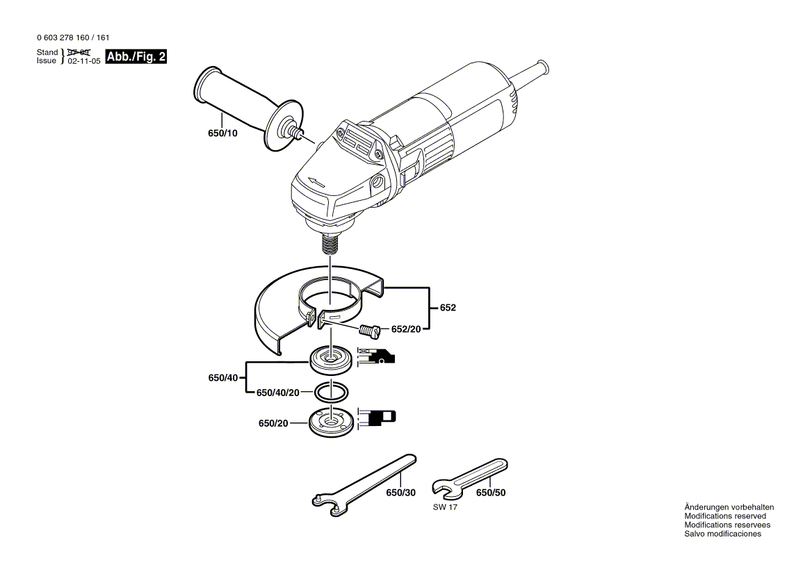 для угловой шлифмашины Bosch PWS 500 220 V 0603278160, деталировка 2