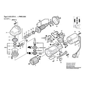 для угловой шлифмашины Bosch PWS 550 220 V 0603273003, деталировка 1