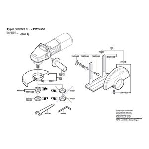 для угловой шлифмашины Bosch PWS 550 220 V 0603273003, деталировка 2