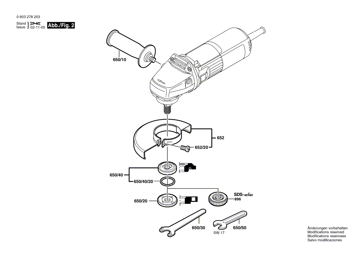 для угловой шлифмашины Bosch PWS 6-115 220 V 0603278203, деталировка 2