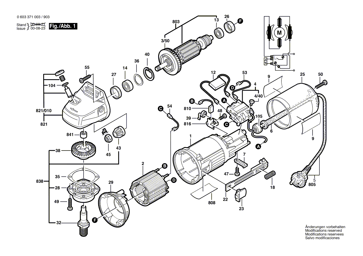 для угловой шлифмашины Bosch PWS 600 230 V 0603371003, деталировка 1