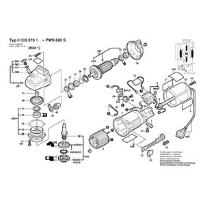 для угловой шлифмашины Bosch PWS 620 S 220 V 0603273103, деталировка 1