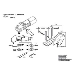 для угловой шлифмашины Bosch PWS 620 S 220 V 0603273103, деталировка 2