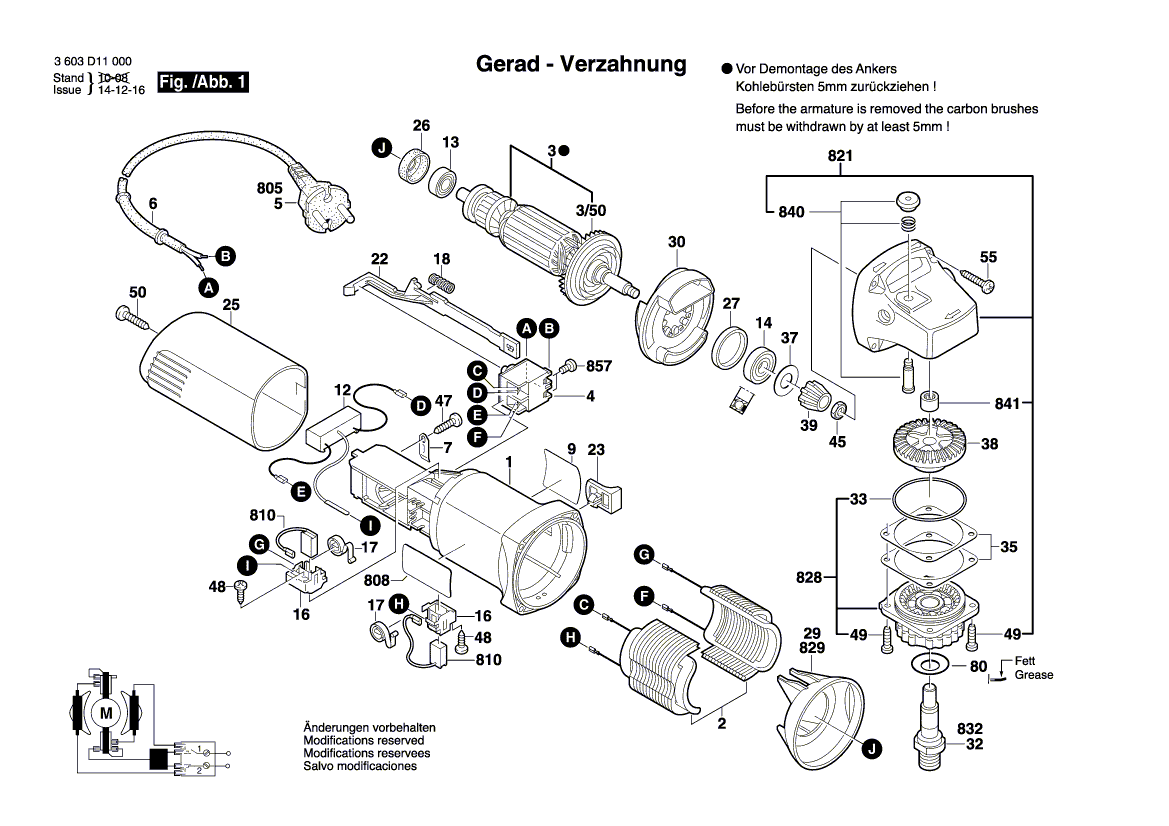 для угловой шлифмашины Bosch PWS 650-125 230 V 3603D110R2, деталировка 1