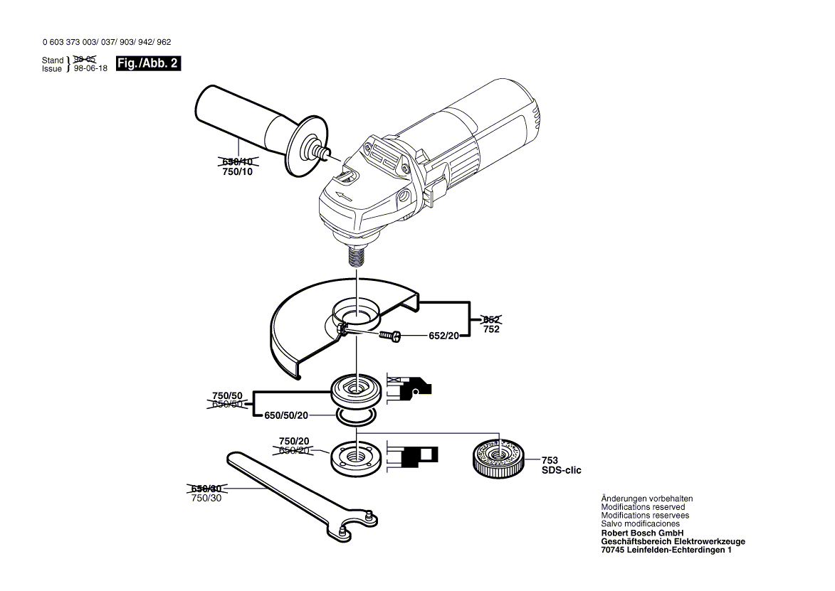 для угловой шлифмашины Bosch PWS 7-115 230 V 0603373003, деталировка 2