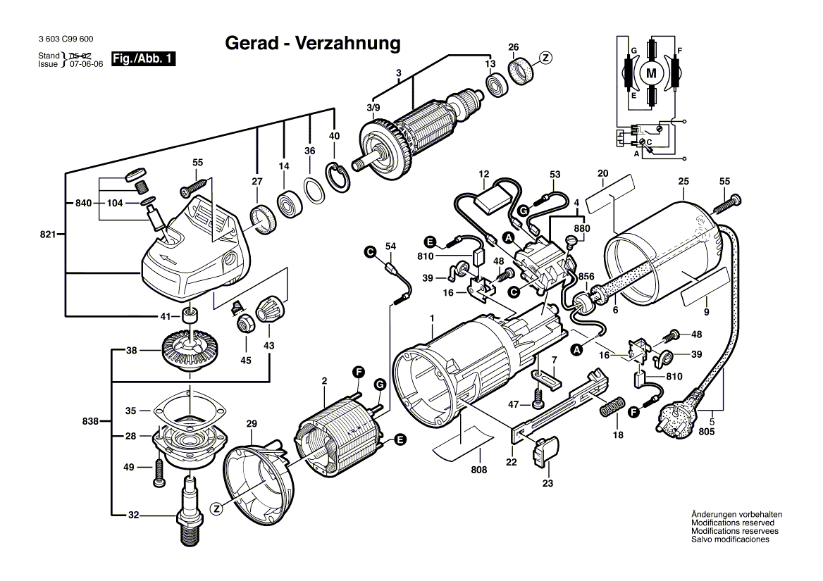 для угловой шлифмашины Bosch PWS 7-115 230 V 3603C99600, деталировка 1