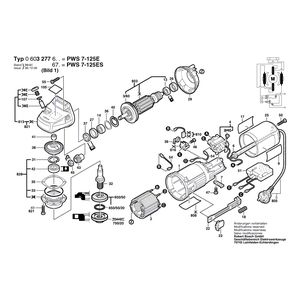 для угловой шлифмашины Bosch PWS 7-125 E 230 V 0603277603, деталировка 1