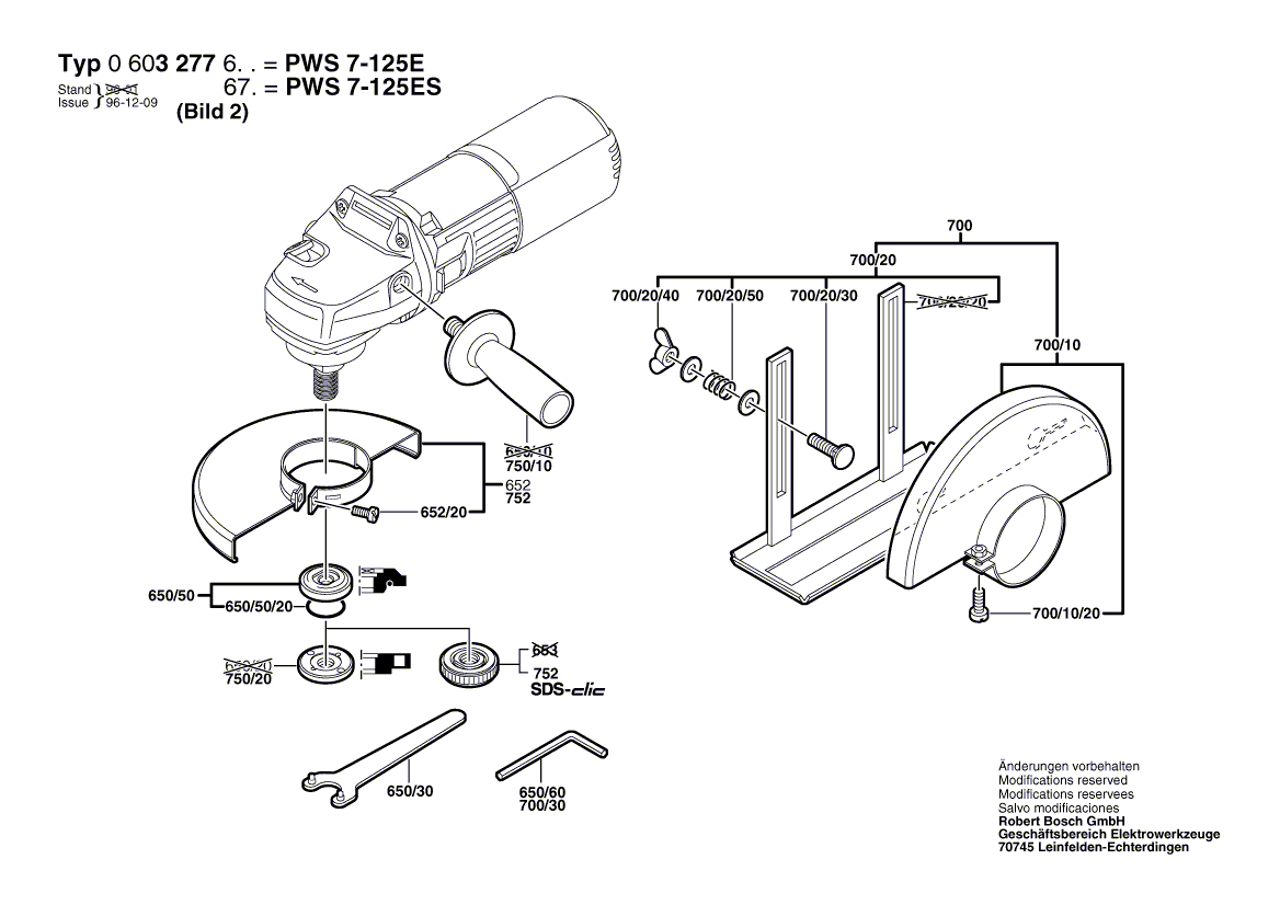 для угловой шлифмашины Bosch PWS 7-125 E 230 V 0603277603, деталировка 2