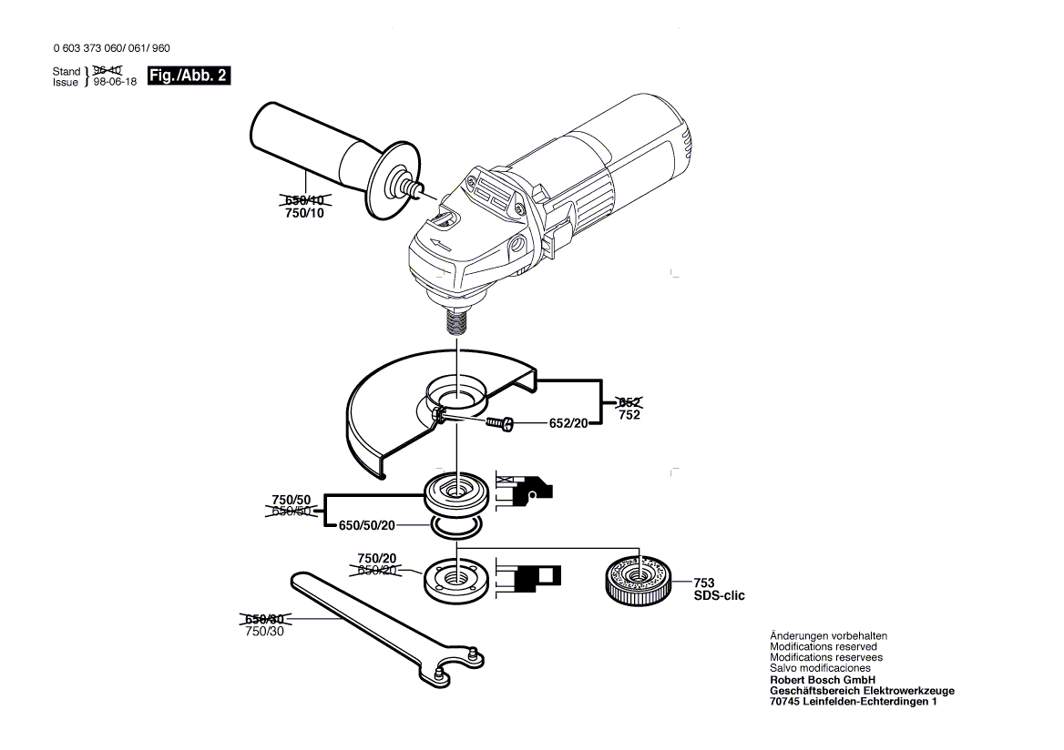 для угловой шлифмашины Bosch PWS 700 230 V 0603373060, деталировка 2