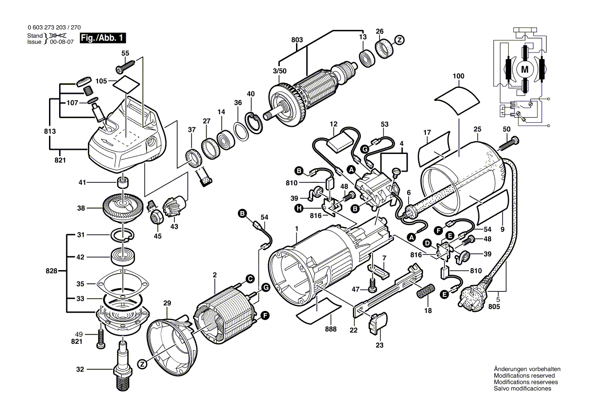 для угловой шлифмашины Bosch PWS 710 230 V 0603273203, деталировка 1