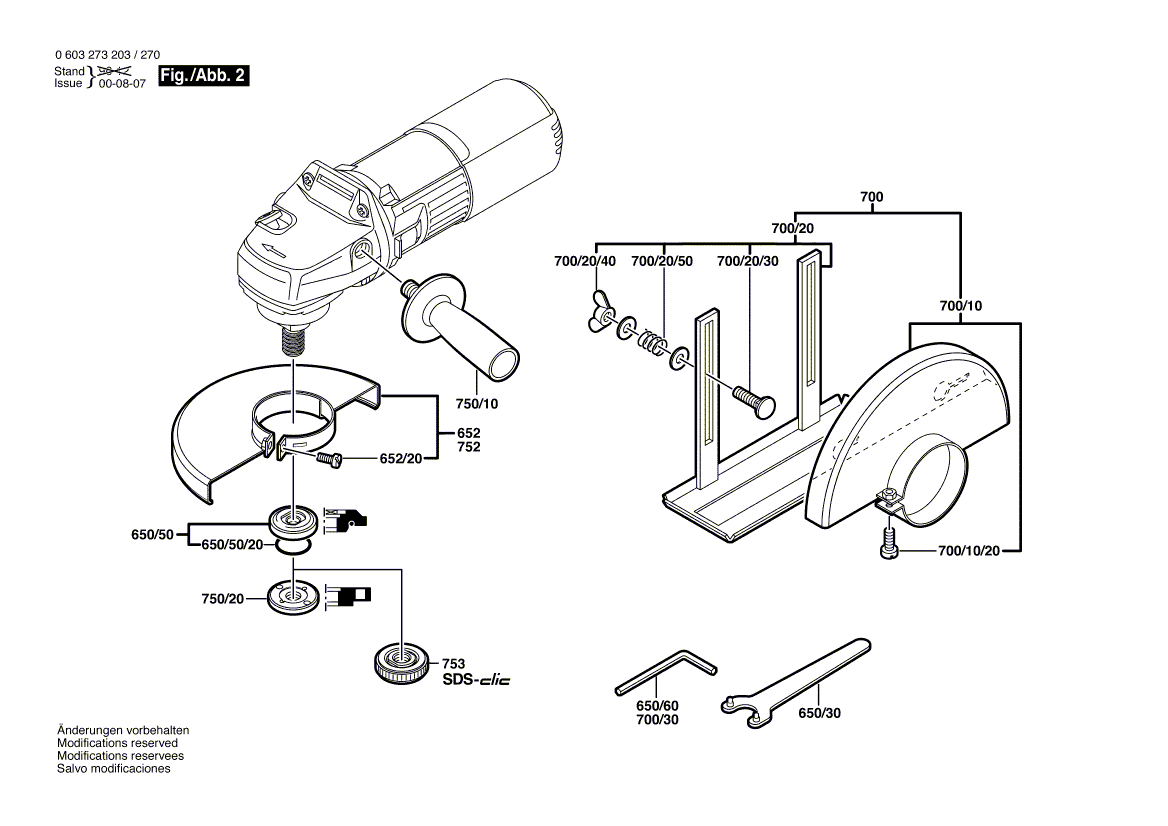 для угловой шлифмашины Bosch PWS 710 230 V 0603273203, деталировка 2