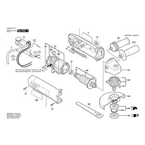 для угловой шлифмашины Bosch PWS 9-125 CE 230 V 0603405703, деталировка 1