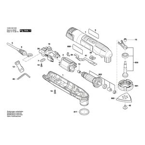 для универсального мультиинструмента Bosch PMF 190 E 230 V 3603A00500, деталировка 1