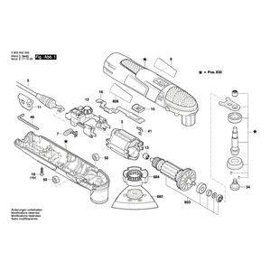 для универсального мультиинструмента Bosch PMF 220 CE 230 V 3603A02000, деталировка 1