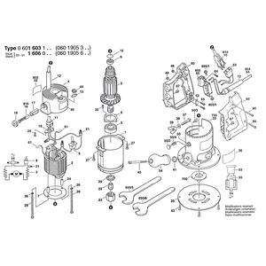 для вертикальной фрезерной машины Bosch 220 V 0601606003, деталировка 1