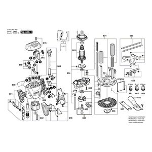 для вертикальной фрезерной машины Bosch POF 1100 AE 230 V 3603B6A000, деталировка 1