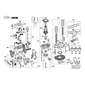 для вертикальной фрезерной машины Bosch POF 1200 AE 230 V 3603B6A001, деталировка 1