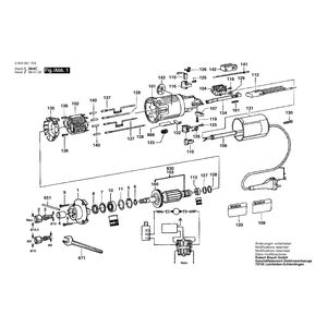 для вертикальной фрезерной машины Bosch POF 500 EA 220 V 0603261703, деталировка 1