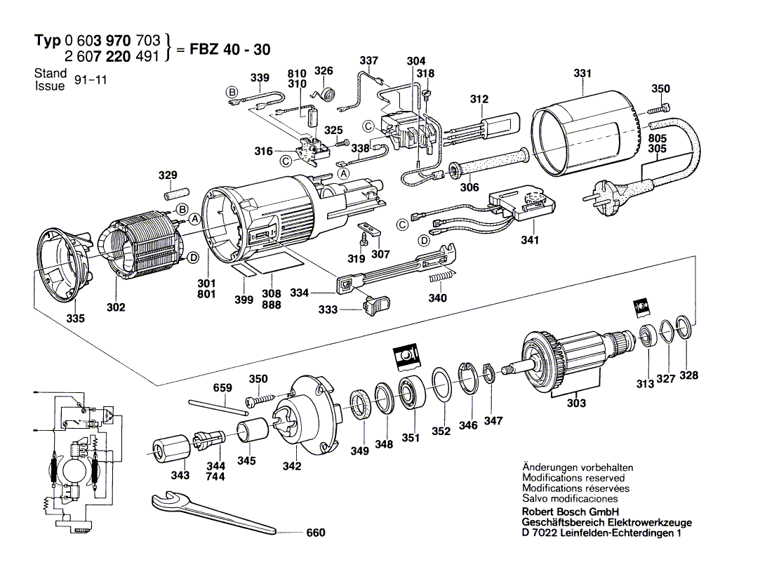 для фрезера Bosch FBZ 40-30 230 V 0603970703, деталировка 1