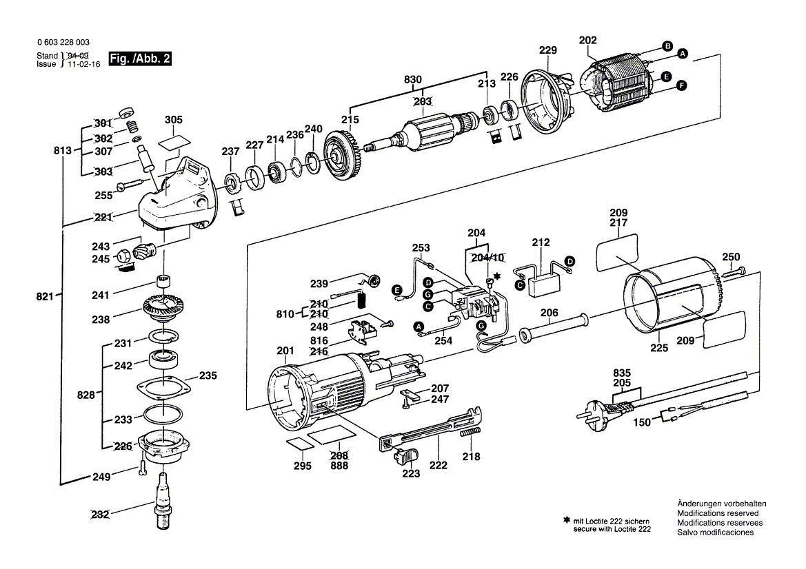 для фрезера для шпунтовых стыков Bosch PSF 22 220 V 0603228003, деталировка 2