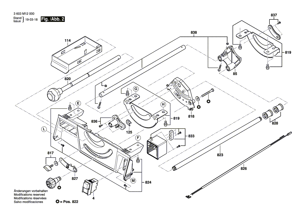 для настольной циркулярной пилы Bosch AdvancedTableCut 52 230 V 3603M12000, деталировка 2