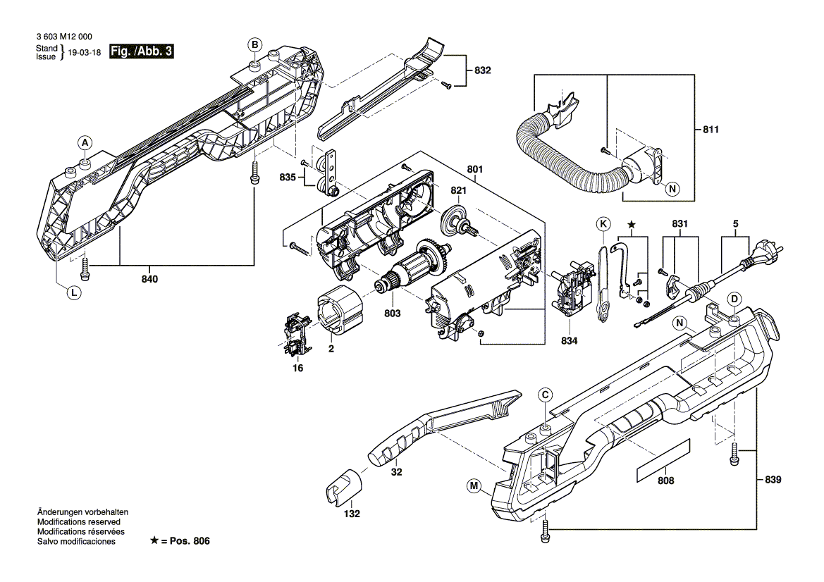 для настольной циркулярной пилы Bosch AdvancedTableCut 52 230 V 3603M12000, деталировка 3