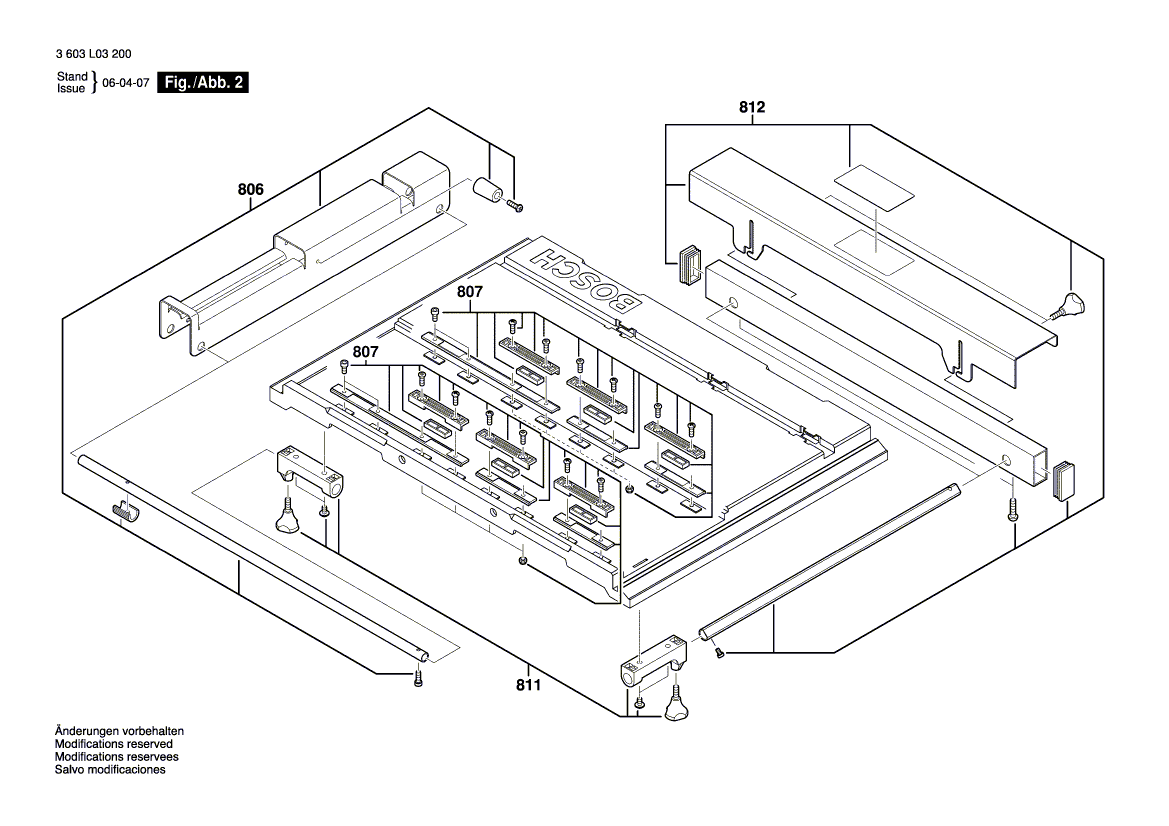 для настольной циркулярной пилы Bosch PTS 10 230 V 3603L03200, деталировка 2