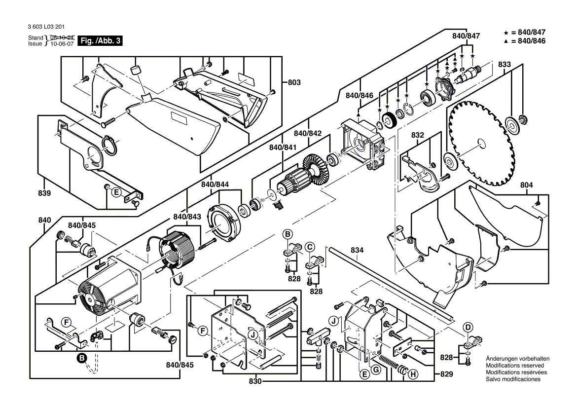 для настольной циркулярной пилы Bosch PTS 10 230 V 3603L03201, деталировка 3