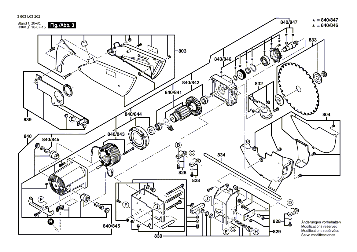 для настольной циркулярной пилы Bosch PTS 10 230 V 3603L03202, деталировка 3